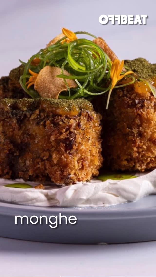 Monghe — crispy mung bean cakes with herb salad